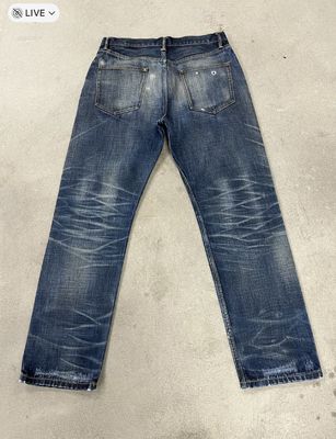 Classic Dark Wash Straight Leg Jeans con baffi e sbiaditi per un look vintage