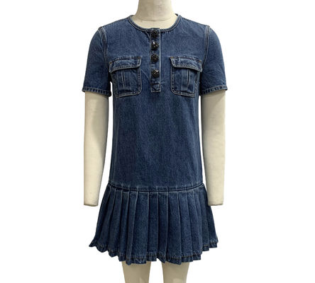 Classic Crew Collo E Maniche Corte Abito In Denim Per Uno Sguardo Atemporale