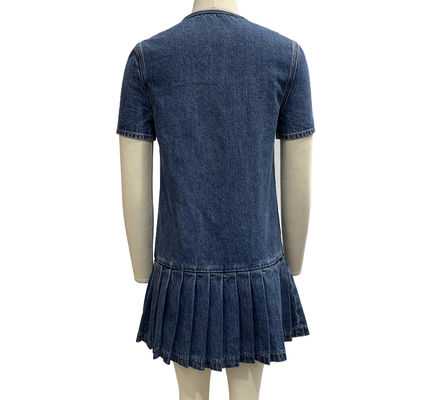 Classic Crew Collo E Maniche Corte Abito In Denim Per Uno Sguardo Atemporale